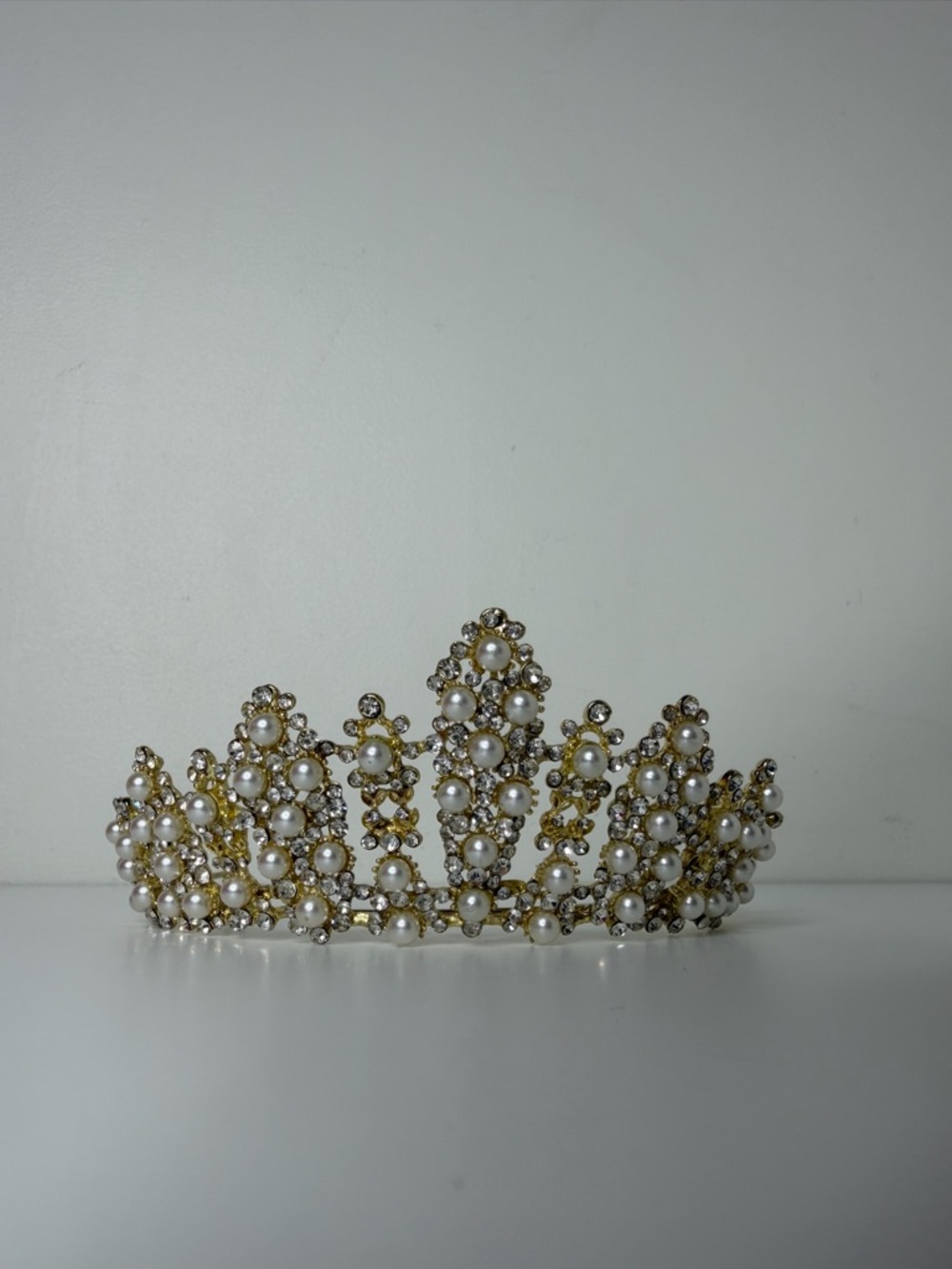 Gold Pearl and Crystal wedding Tiara